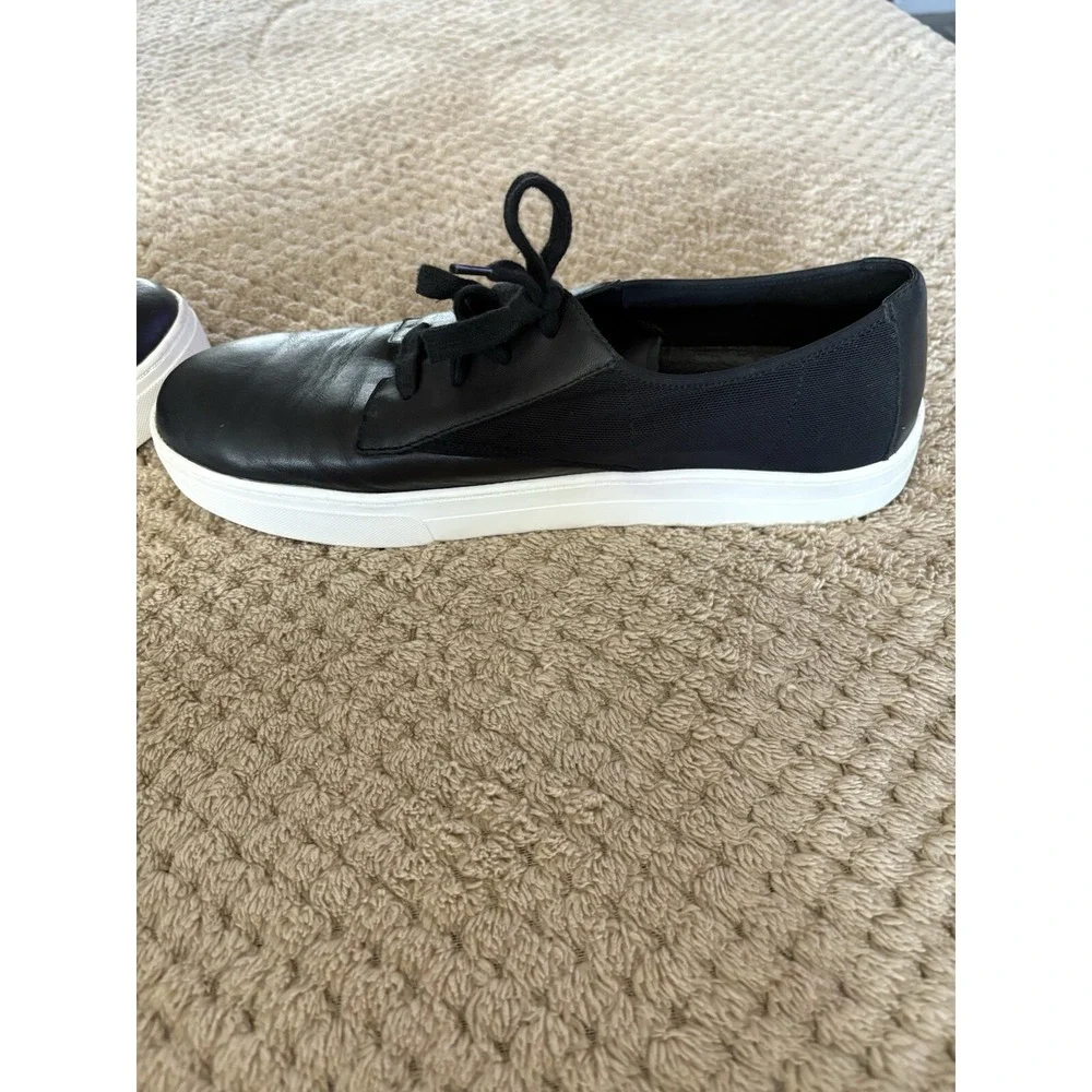 Eileen Fisher Prop Le Sneakers Womens 11 Black Leather Low-Top Platform Luxury